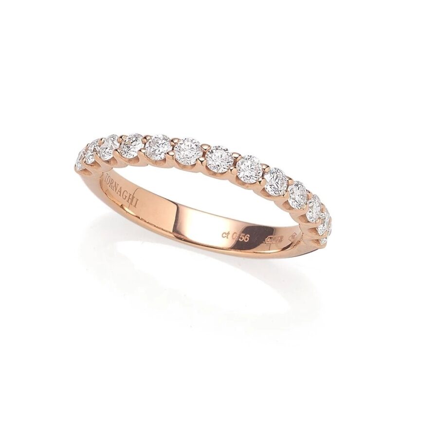 Classics Anello 1/2 fedina oro rosa Diamanti