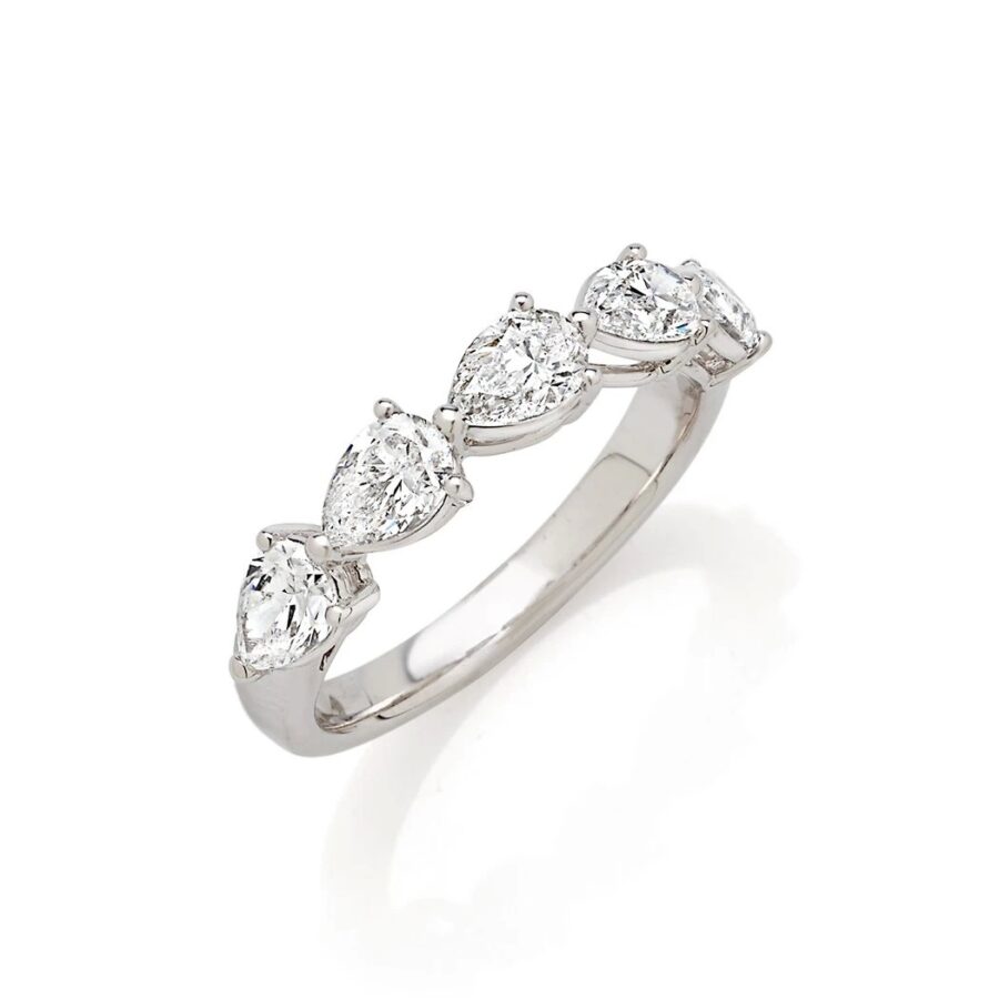 Classics Anello mezza fedina in oro bianco con Diamanti taglio goccia