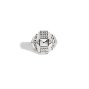 Pierścionek Rockaway Pyramid Half Paved & 18k White Gold