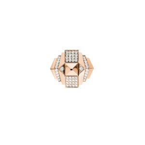 Pierścionek Rockaway Pyramid Half Paved & 18k Pink Gold