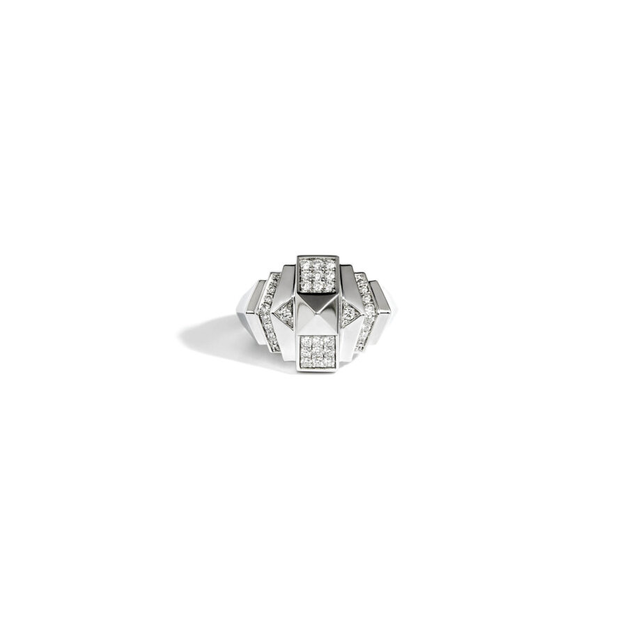 FSJ251-bague- Rockaway-mini-pyramid-semi-pavée-argent- vue-face-fond-blanc-ombre