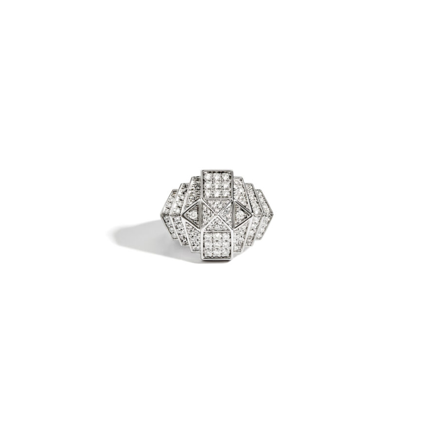 FSJ298-bague Rockaway-mini-pyramide-diamants-argent- vue-face-fond-blanc-ombre