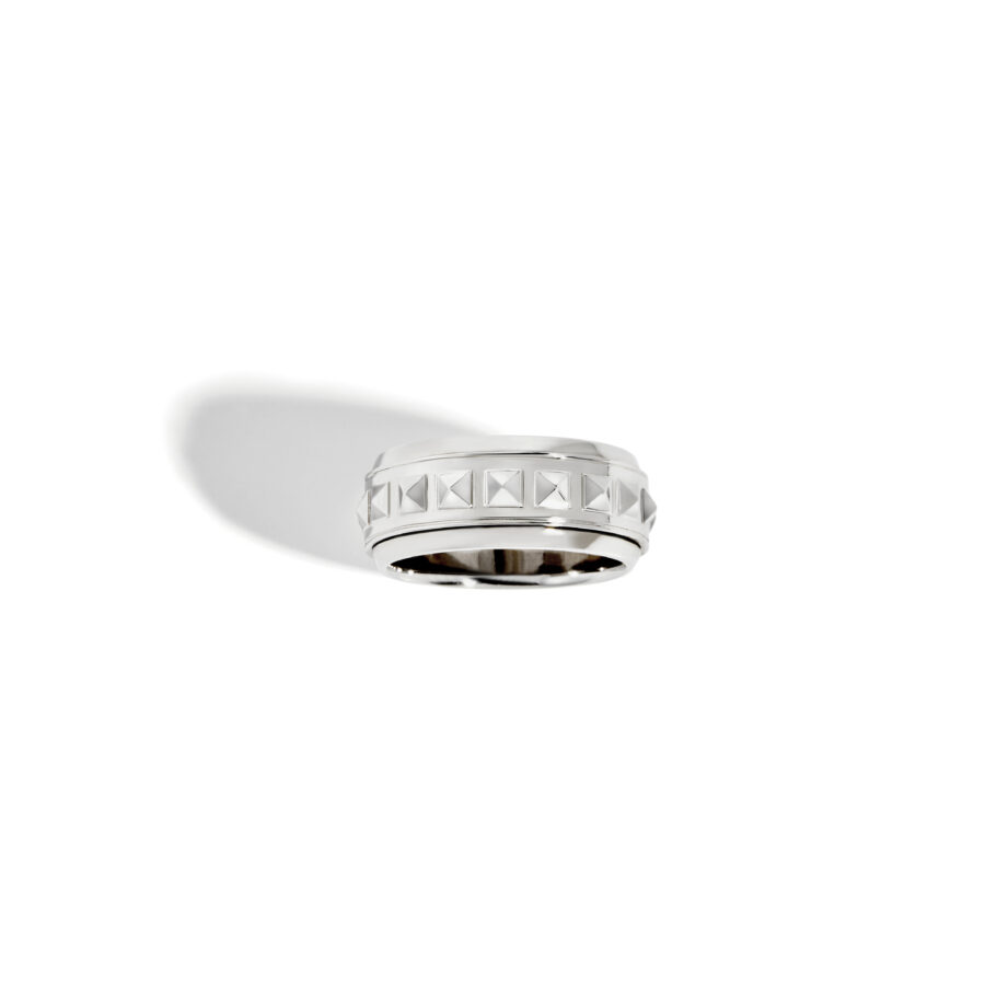 FSJ306-bague Rockaway-spinner-argent-vu-face-fond-blanc-ombre