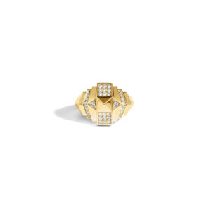Pierścionek Rockaway Mini Pyramid Half Paved & 18k Yellow Gold