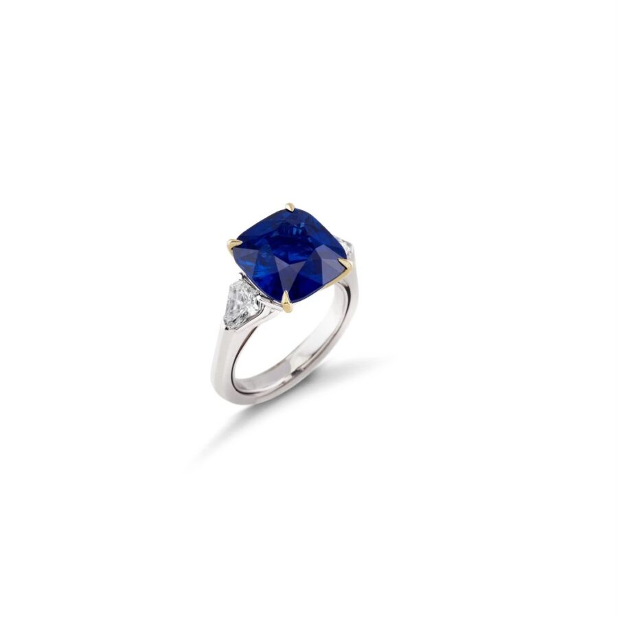 Classics Solitario in oro bianco, zaffiro blu e diamanti