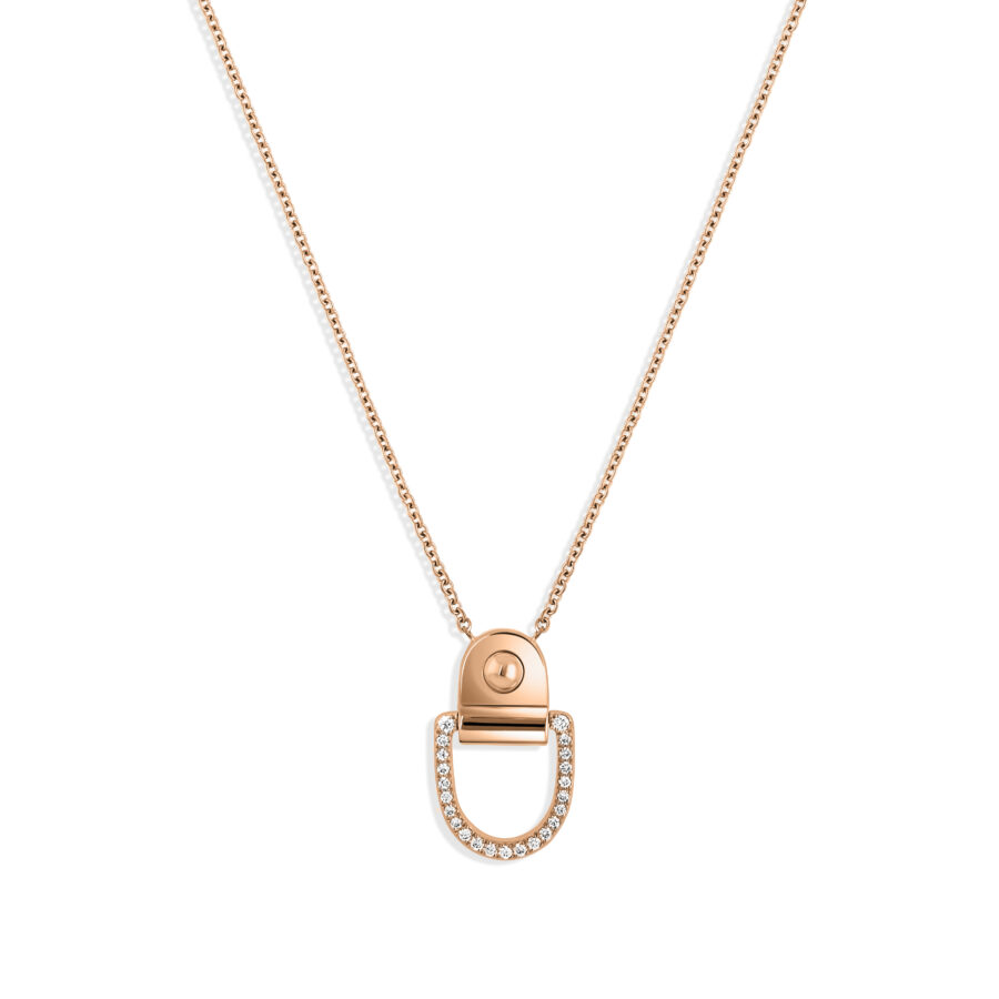 FSJ749-Collier-MM-Rivet-diamants-or-rose-Vue-face-détail-fond-blanc